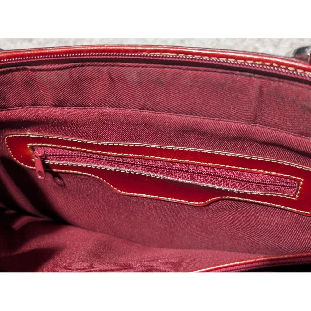 Kate Spade Handbag Women Large Red Leather Tote Shoulder Bag Contrast Stitching